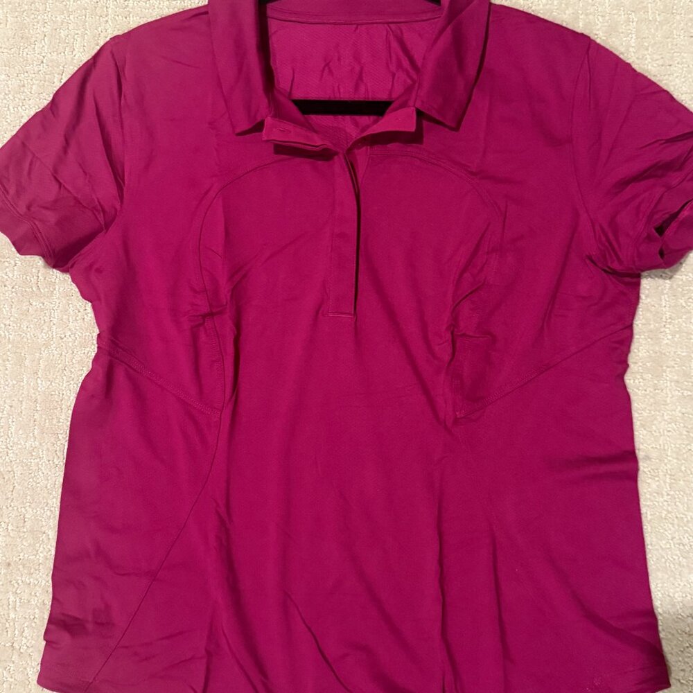 Lululemon golf/tennis Quick dry short sleeve Magenta polo shirt